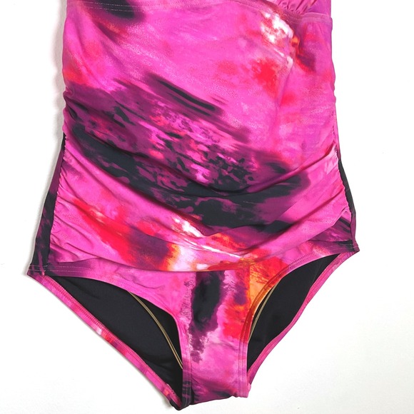 DKNY Swimsuit Tie‎ Halter One Piece Tummy Control UPF 40+ MEDIUM NWT - Picture 3 of 11